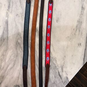 Set of 4 Leather and Fabric Belts with Patterned Straps—2 Vineyard Vines